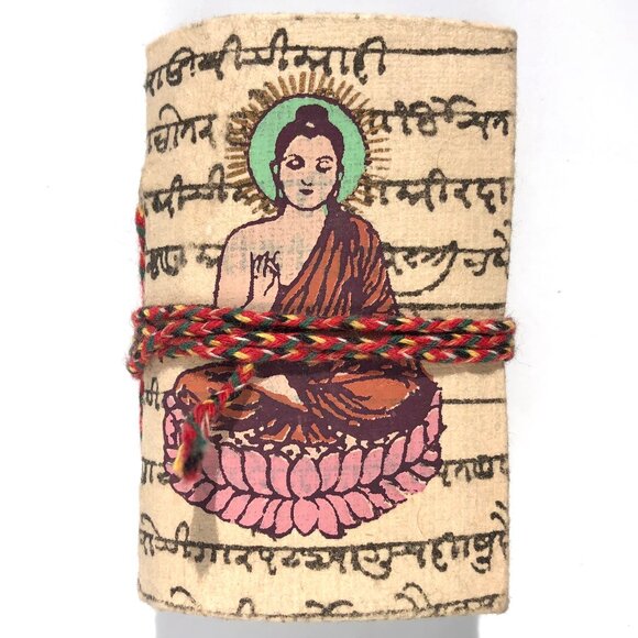 Mini Buddha Journal handmade paper Buddha Seated on Lotus altar pocket purse - Picture 1 of 9